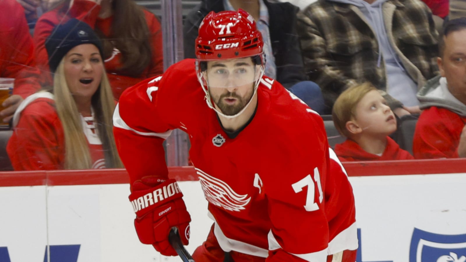 Watch: Red Wings' Dylan Larkin scores insane bank shot goal against Capitals