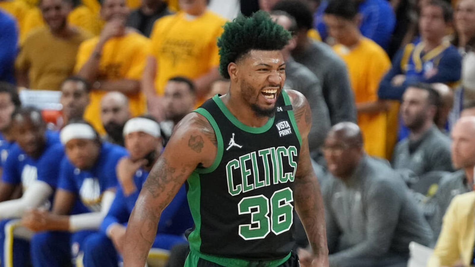 Watch: Marcus Smart takes cheap shot at Gary Payton II