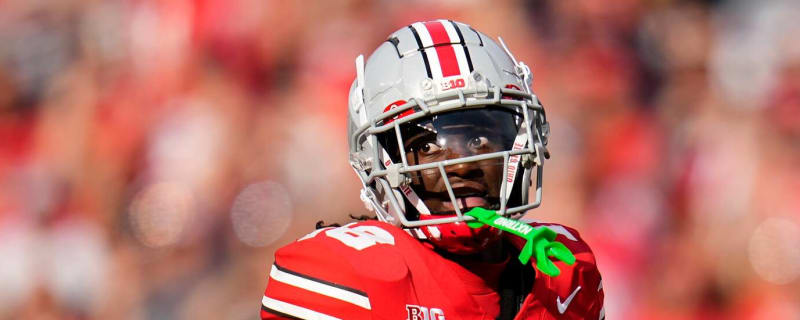 Ohio State Buckeyes receiver Marvin Harrison Jr. wears Louis