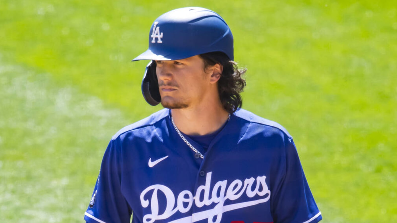 James Outman of the Los Angeles Dodgers is congratulated by Cody