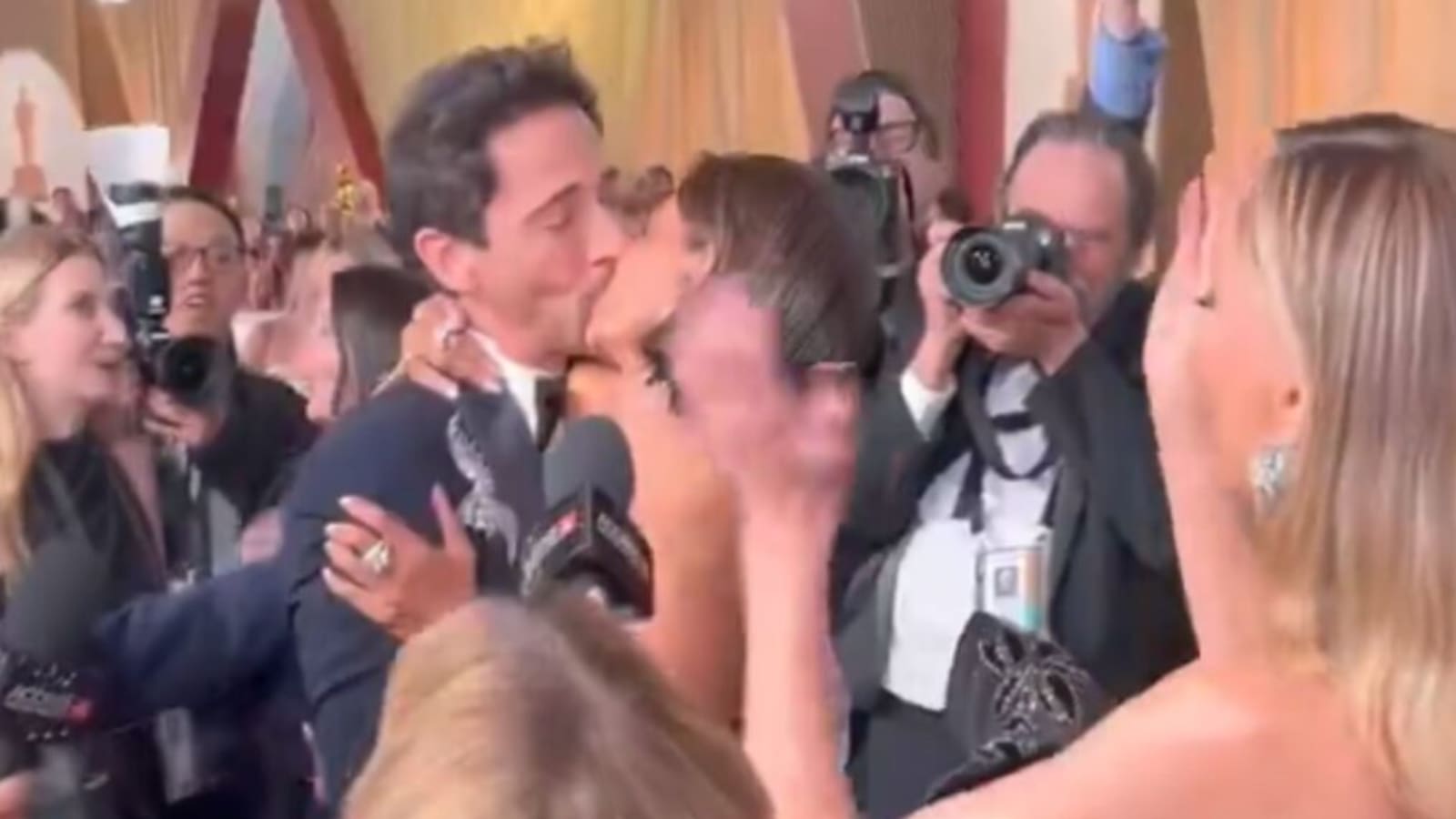 See Halle Berry & Adrien Brody Recreate Their Controversial 2003 Oscars Kiss (Video)