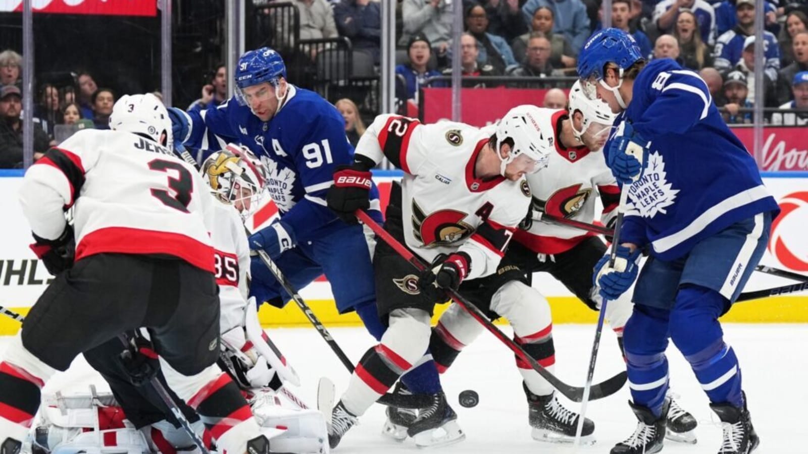 Senators defenseman Thomas Chabot out Thursday after taking puck to face in Tuesday's game
