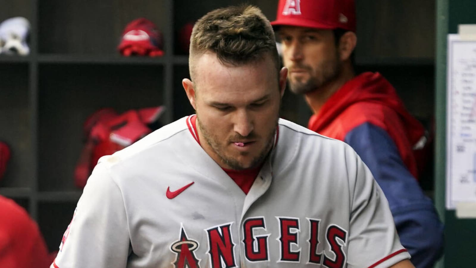 Angels star Mike Trout exits vs. Rangers after getting hit by pitch