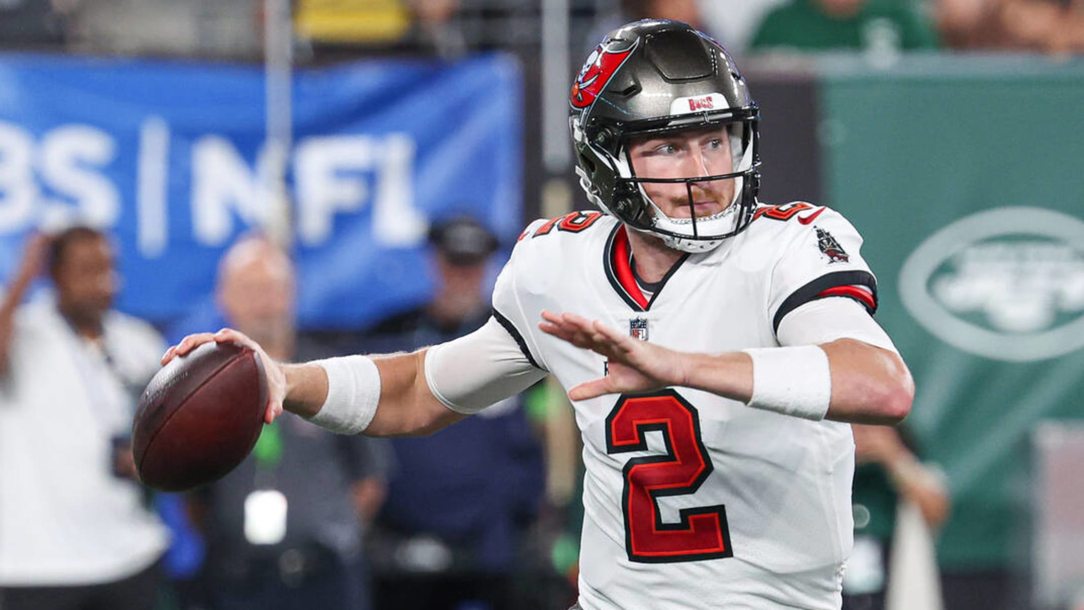 August 28, 2021: Tampa Bay Buccaneers quarterback Kyle Trask (2) looks on  as starting quarterback Tom Brady runs the Buccaneers offense during an NFL  preseason game between the Houston Texans and the