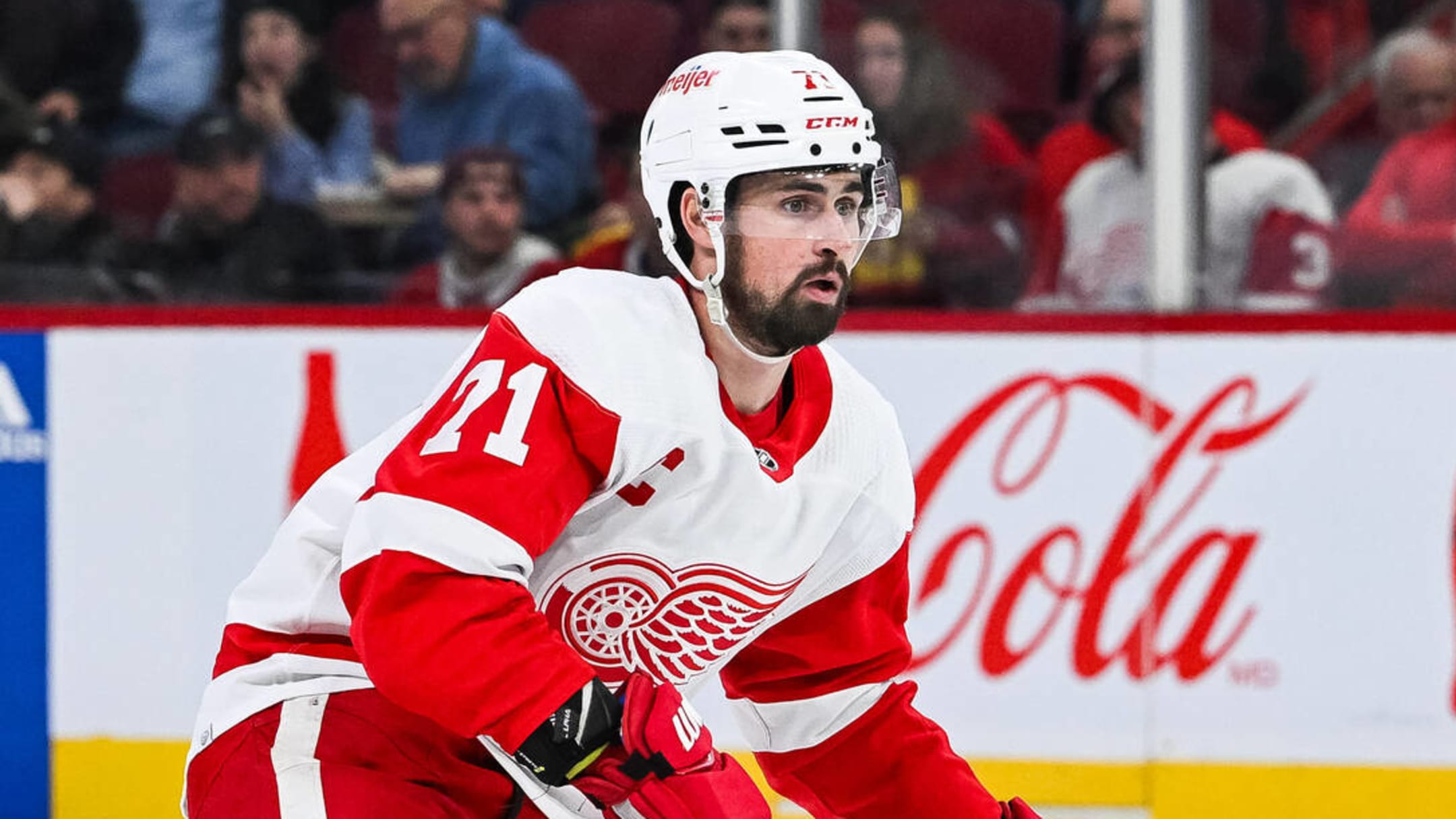 Red Wings' Dylan Larkin leaves game after cross-check; Patrick