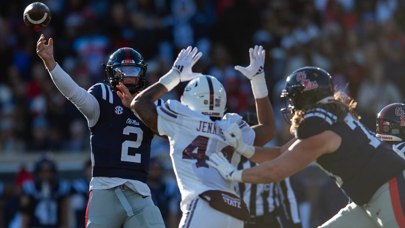 Jaxson Dart, No. 14 Ole Miss fend off Mississippi State in Egg Bowl