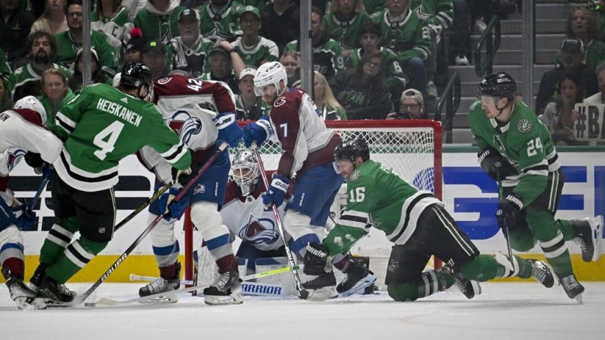 Stars jump on Avalanche early, level series at 1-1