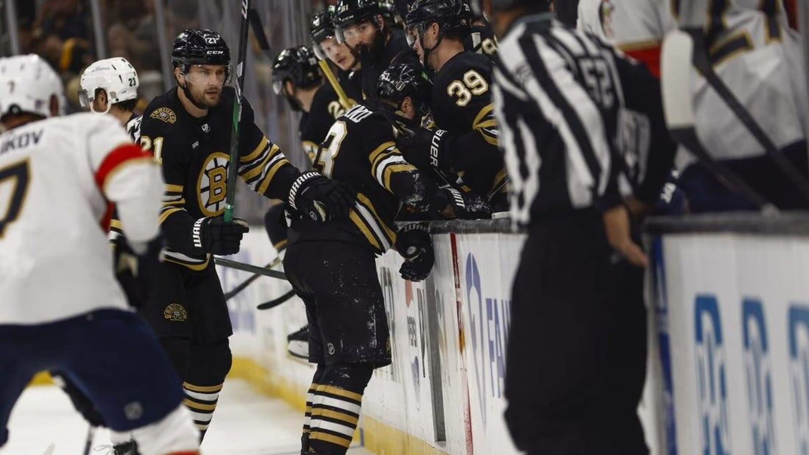 Bruins F Brad Marchand skates, will travel to Florida