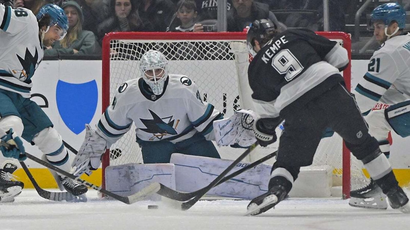 Kings crush Sharks, move into 2nd in Pacific Division