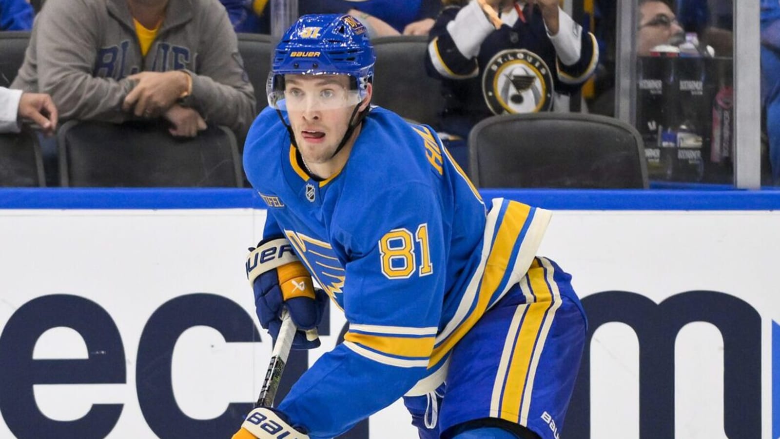 Blues’ Dylan Holloway out ‘next couple of games’ due to lower-body injury