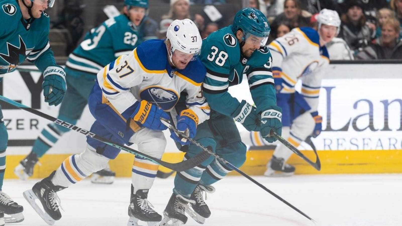 Sabres take advantage of Sharks&#39; home woes, win 4-2