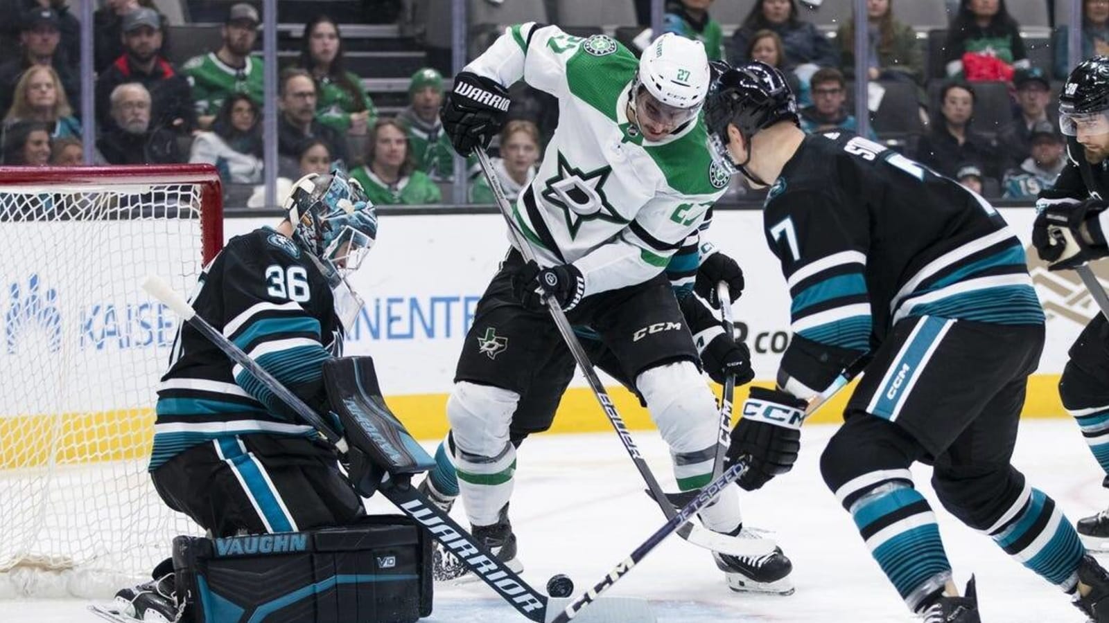 Stars escape 3-goal hole, stun Sharks in overtime