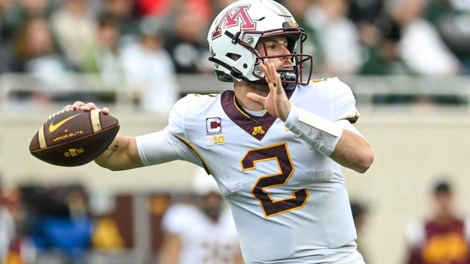 Minnesota QB Tanner Morgan leaves after blow to helmet