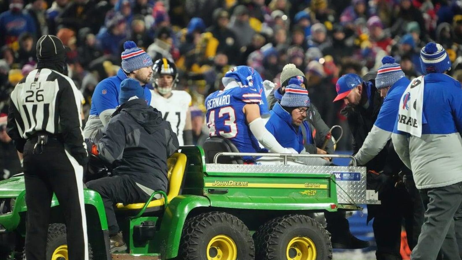 Bills LB Terrel Bernard (ankle) carted off field