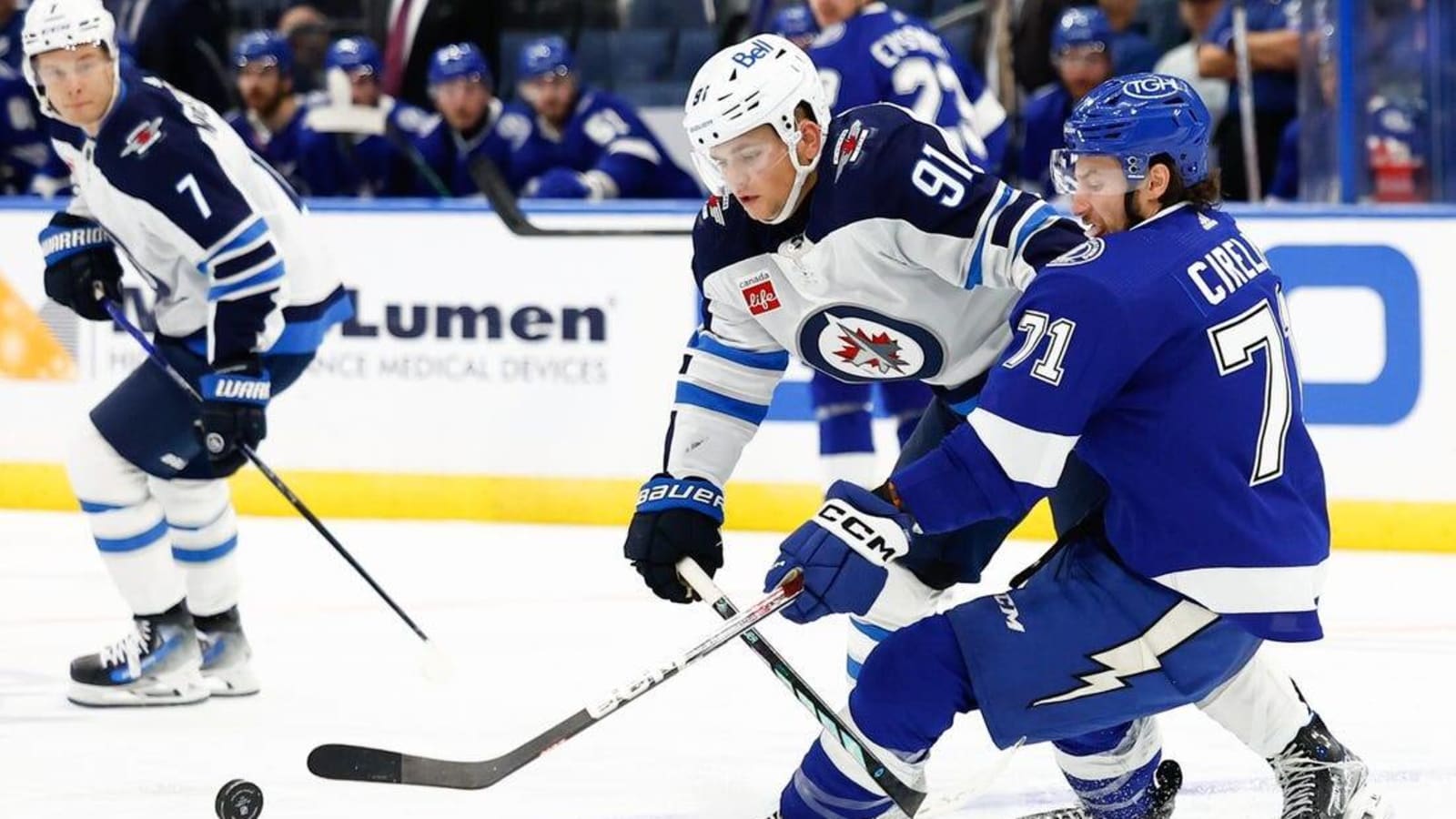 Adam Lowry leads Jets past Lightning in overtime