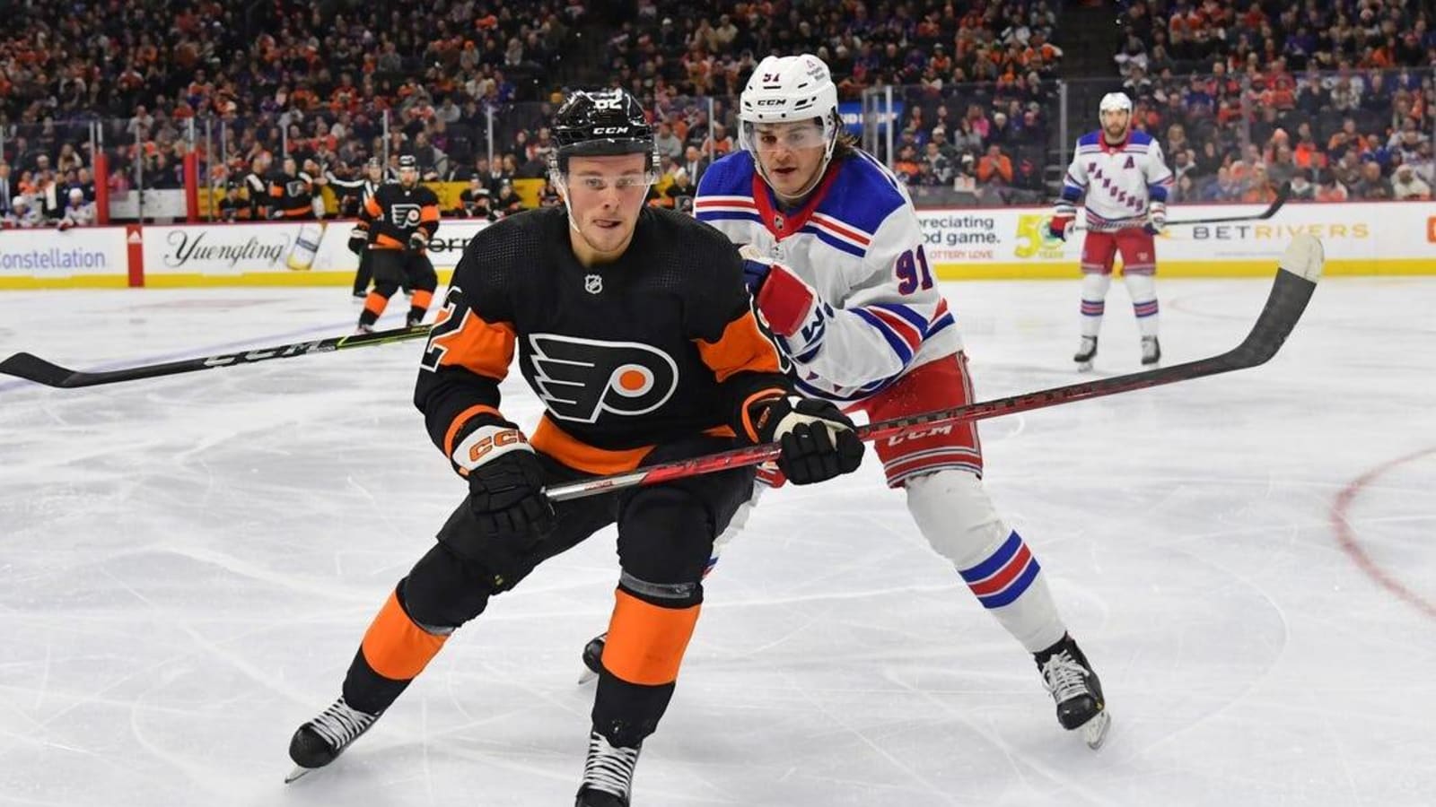 Six different Rangers score in win over Flyers