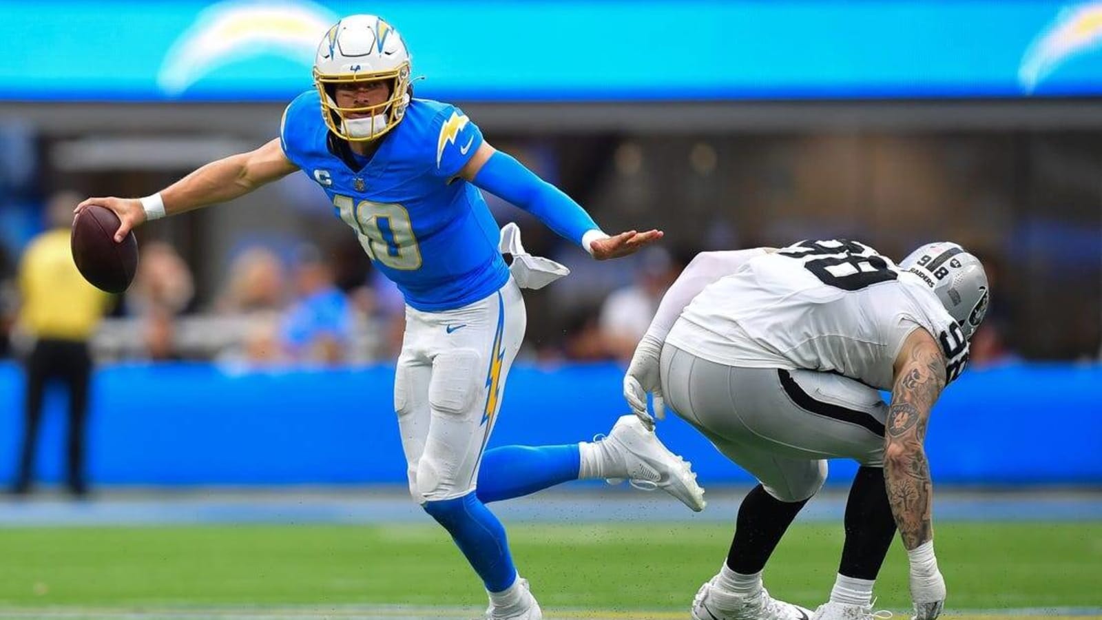 Mack sets franchise record with 6 sacks while Chargers beat Raiders 24-17