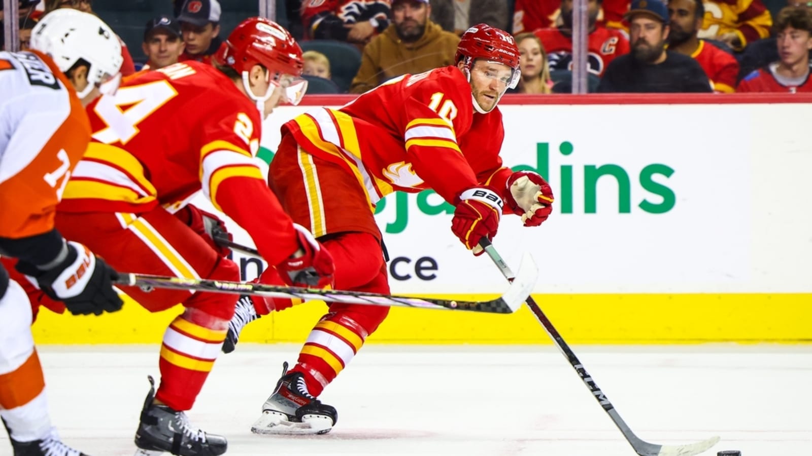 Jonathan Huberdeau, Flames clash with Connor Bedard, Blackhawks