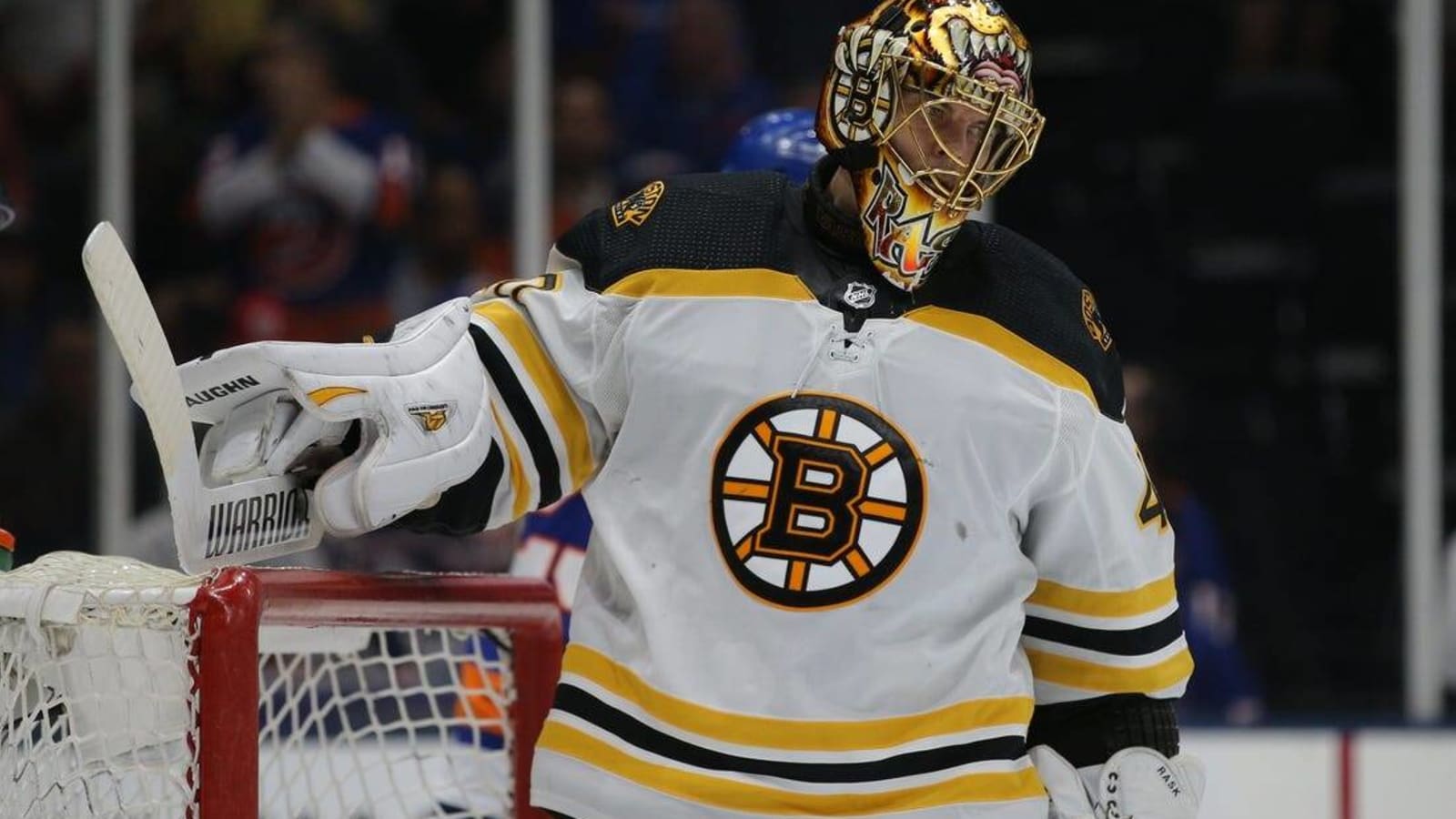 Retired G Tuukka Rask practices with Bruins