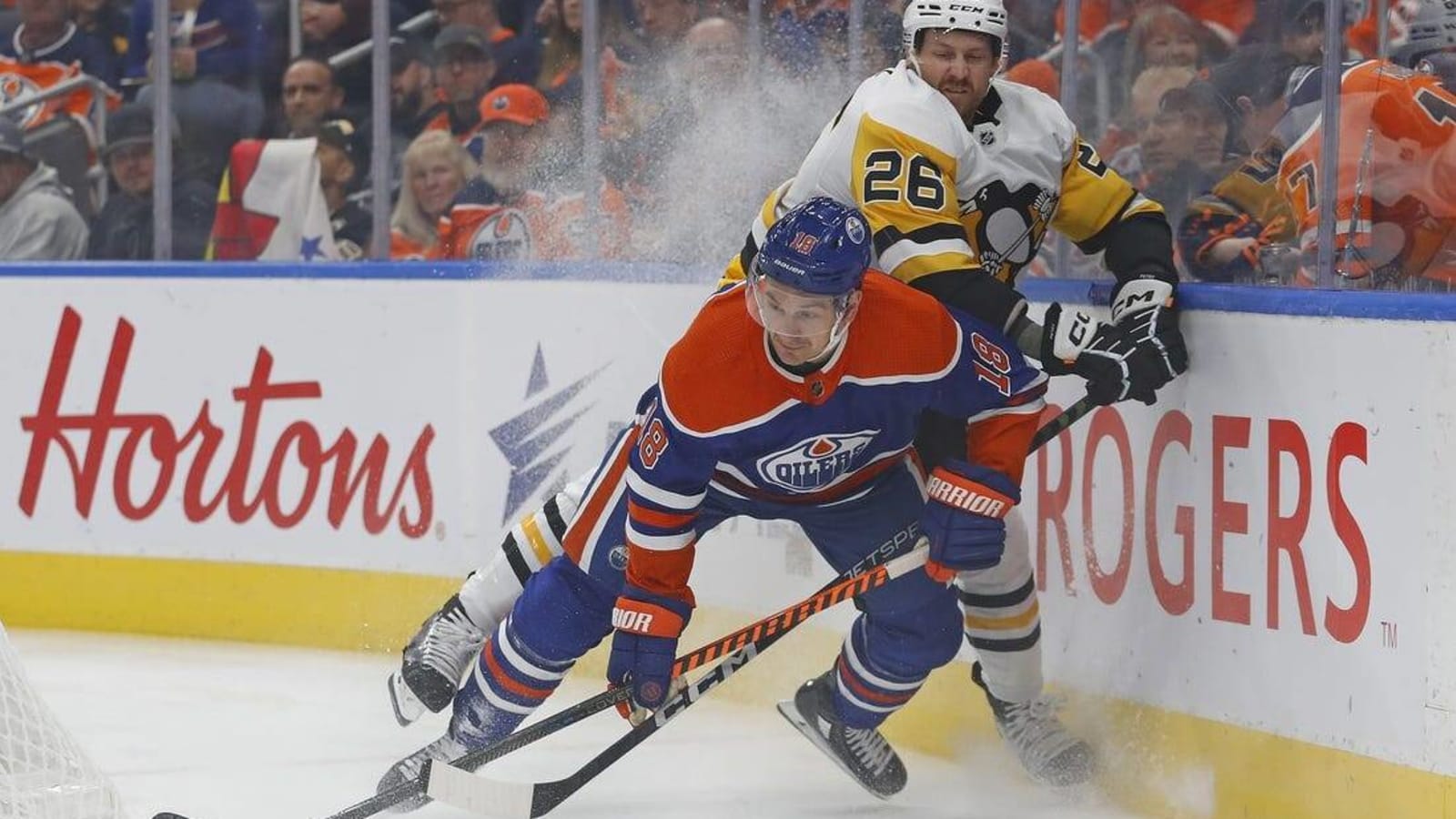 Oilers pile up goals in second period to chase down Penguins