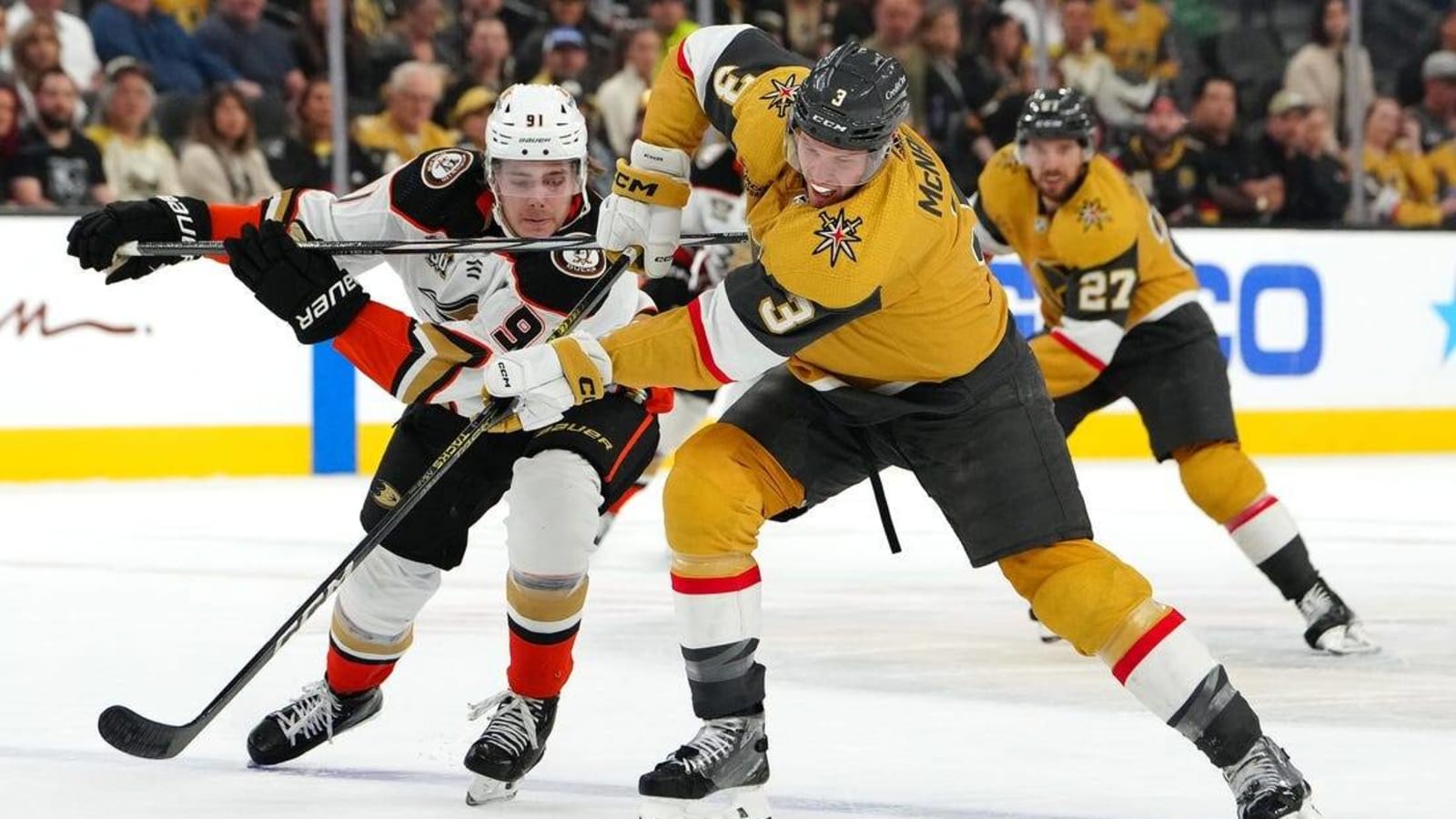 Frank Vatrano&#39;s hat trick carries Ducks past Knights