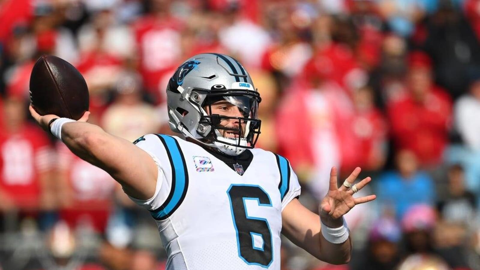 Panthers QB Baker Mayfield in a boot; Week 6 status unknown