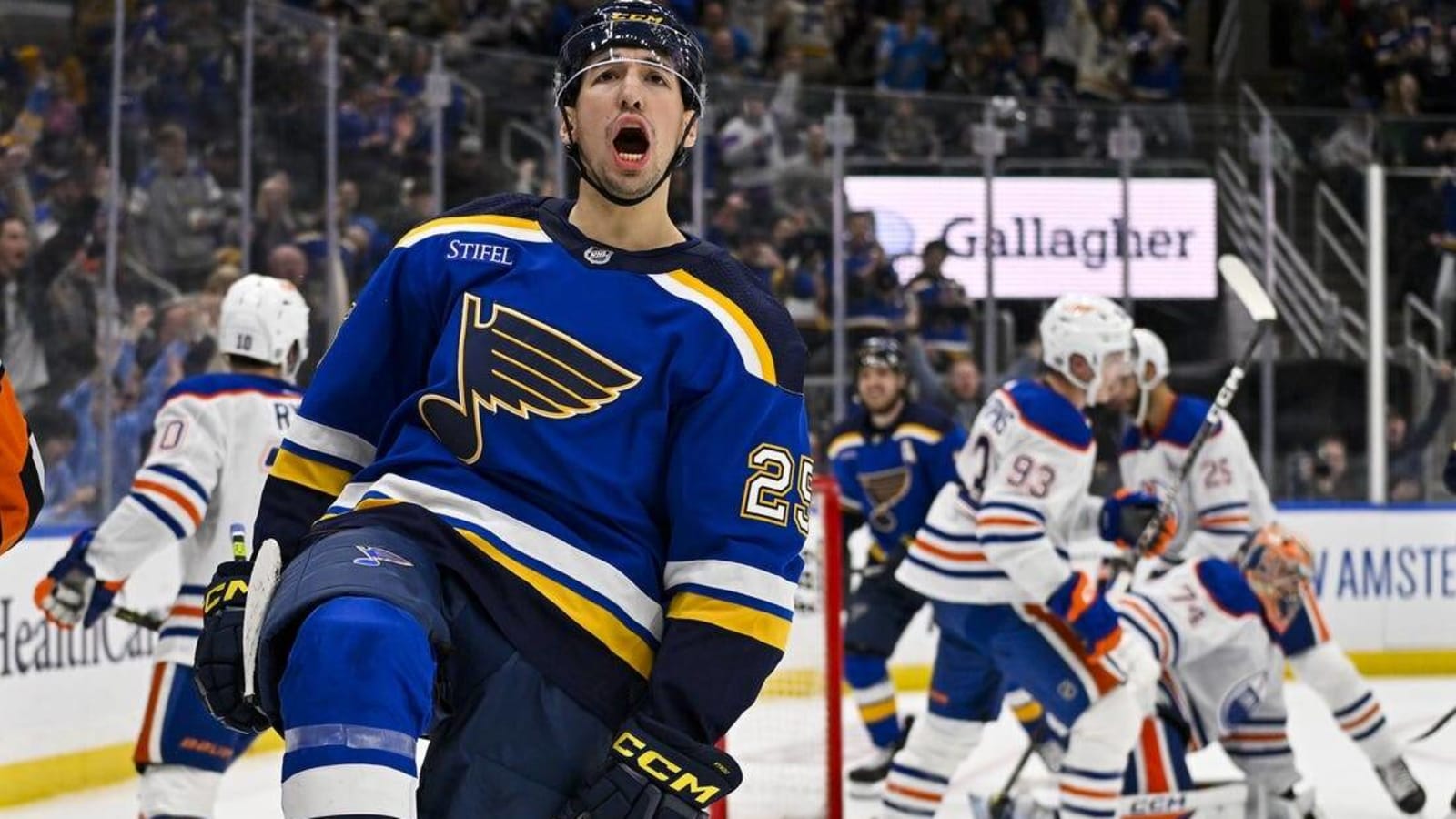 Blues blitz Oilers in second period to stay in playoff hunt