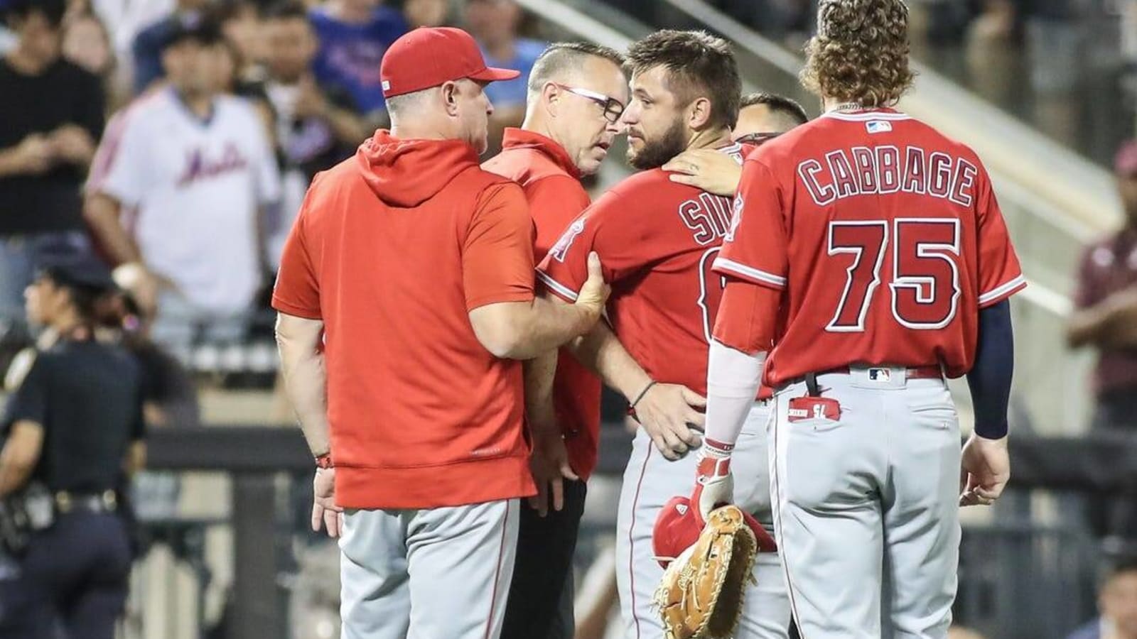 Angels RHP Chase Silseth struck in head during odd sequence