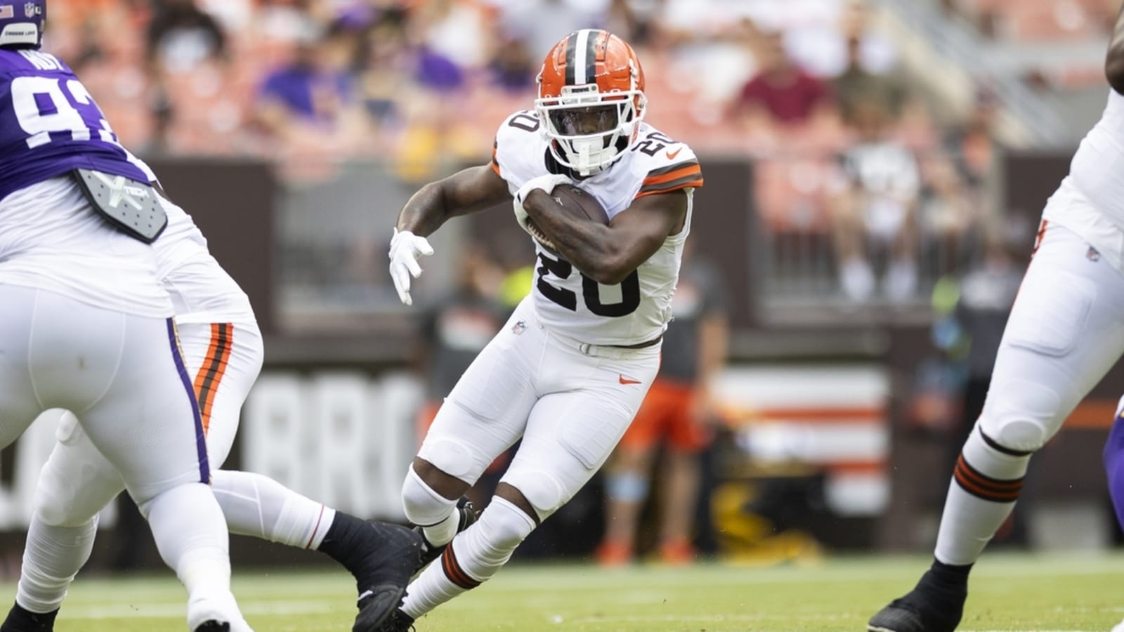 Browns RB Pierre Strong leaves practice in ambulance