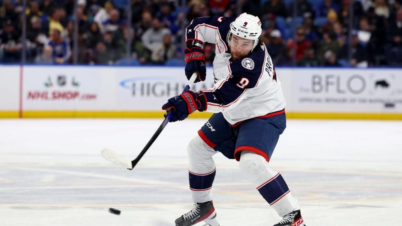 Kirill Marchenko&#39;s hat trick helps Blue Jackets clobber Sabres