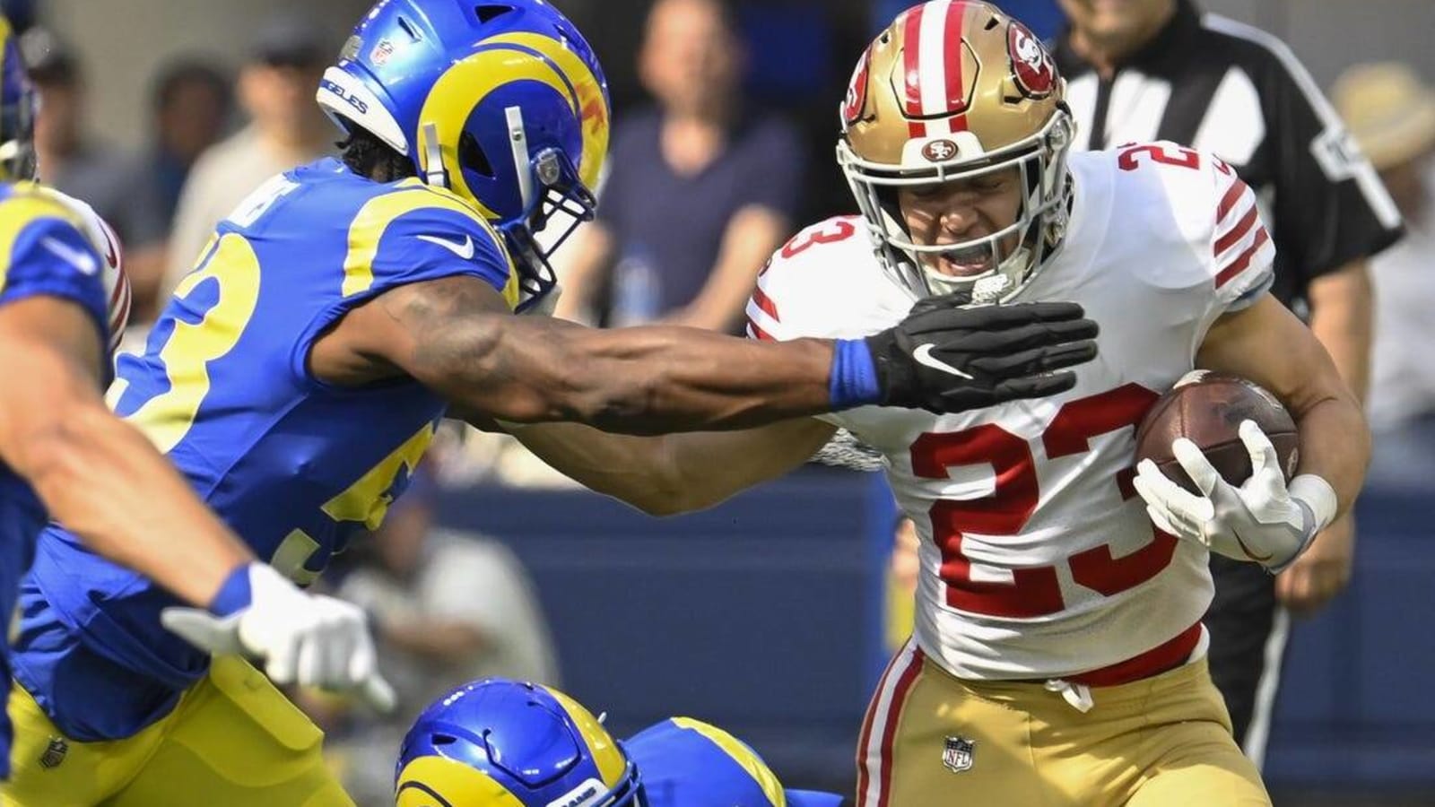 Christian McCaffrey&#39;s TD trifecta powers 49ers past Rams