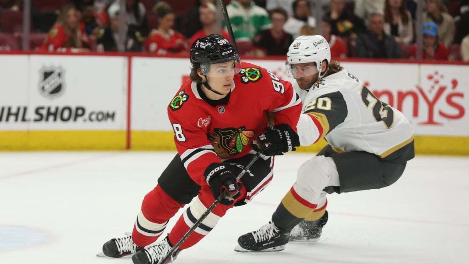 Pavel Dorofeyev&#39;s late tally lifts Knights past Blackhawks