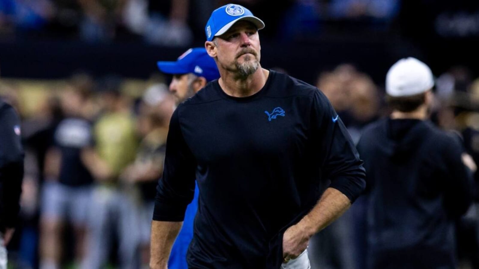 Detroit HC Dan Campbell reacts to Lions winning NFC North for first time in 30 years