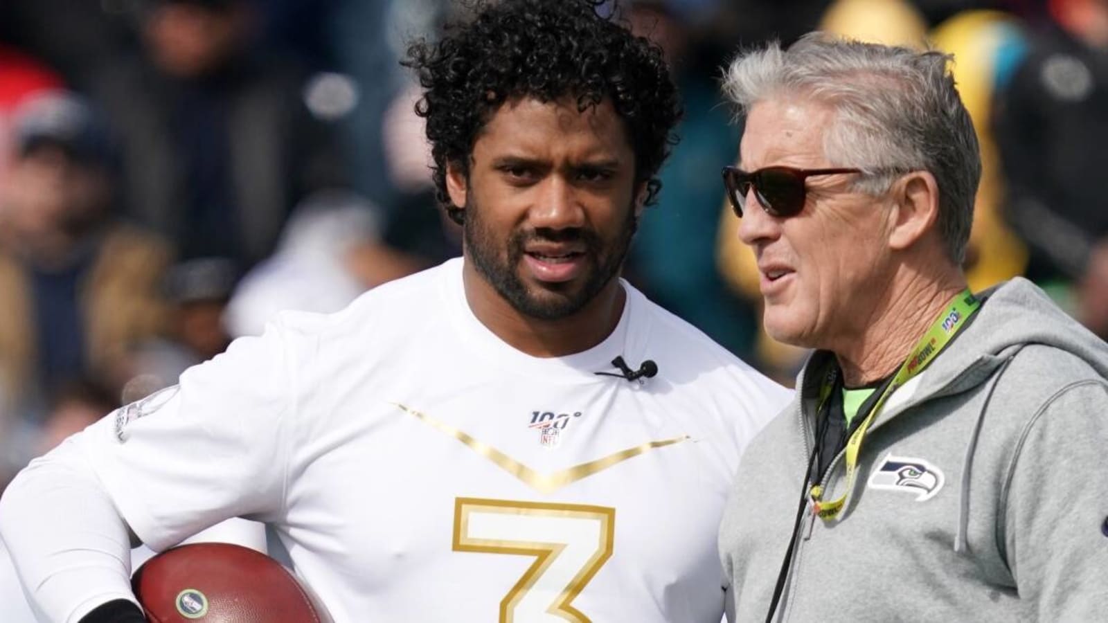 Russell Wilson celebrates with Pete Carroll after Seahawks, coach part ways