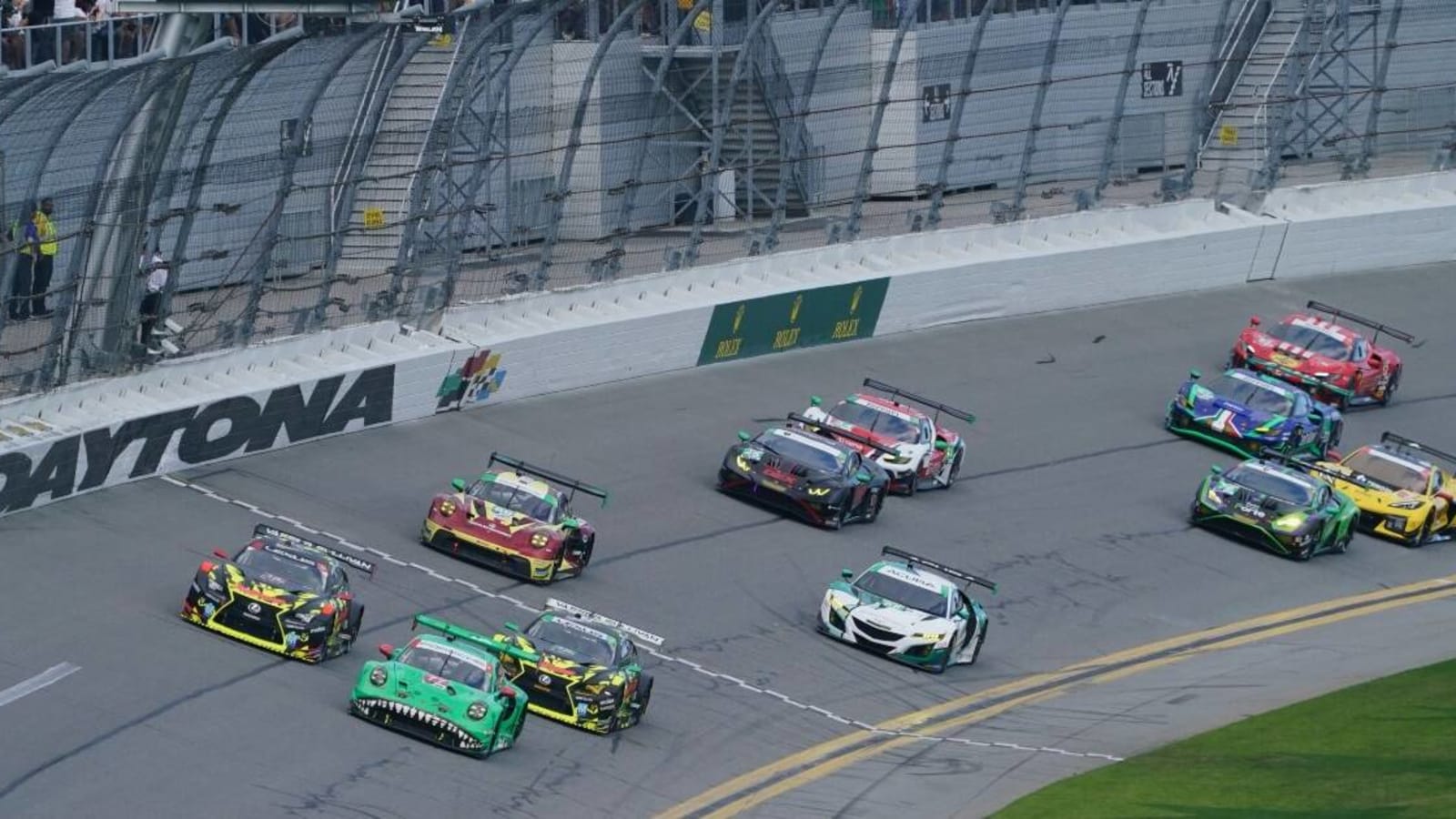 GTD Pro Porsche ‘Rexy’ racing with open door during Rolex 24 at Daytona