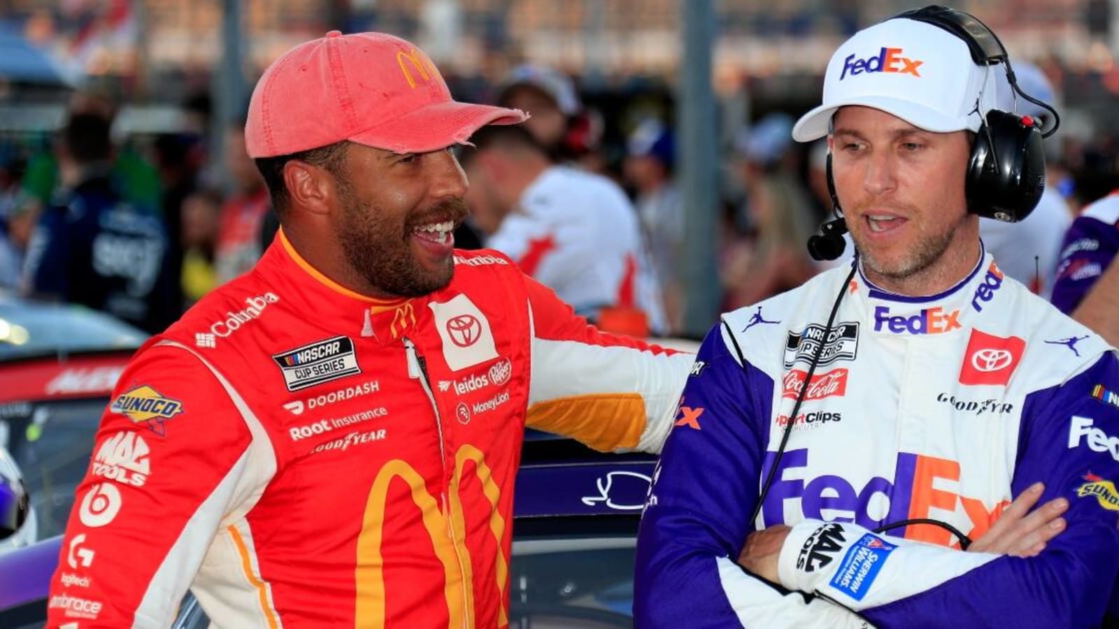 Dale Earnhardt Jr. reacts to Denny Hamlin, Bubba Wallace battle on final lap at Kansas