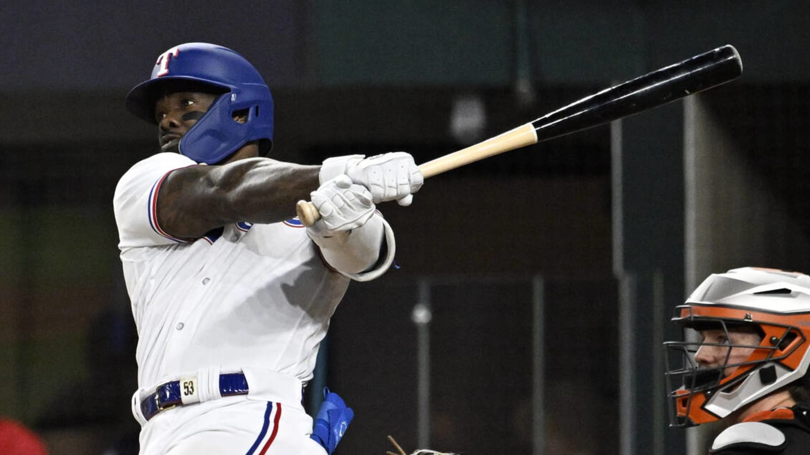 Watch Rangers' Adolis Garcia admires his monstrous home run Yardbarker