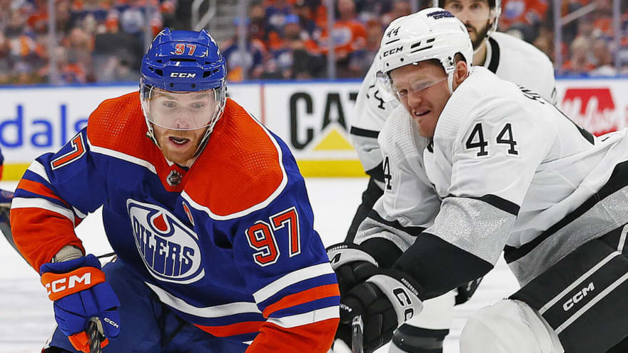 Connor McDavid, Zach Hyman lead Oilers past Kings in Game 1