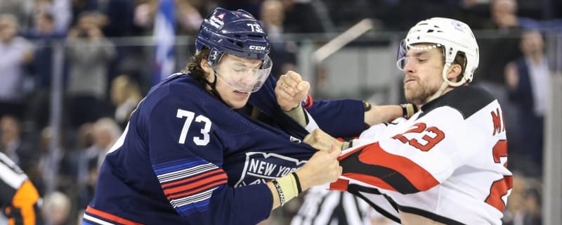 Watch: 10 players involved, eight ejected in Devils-Rangers line brawl