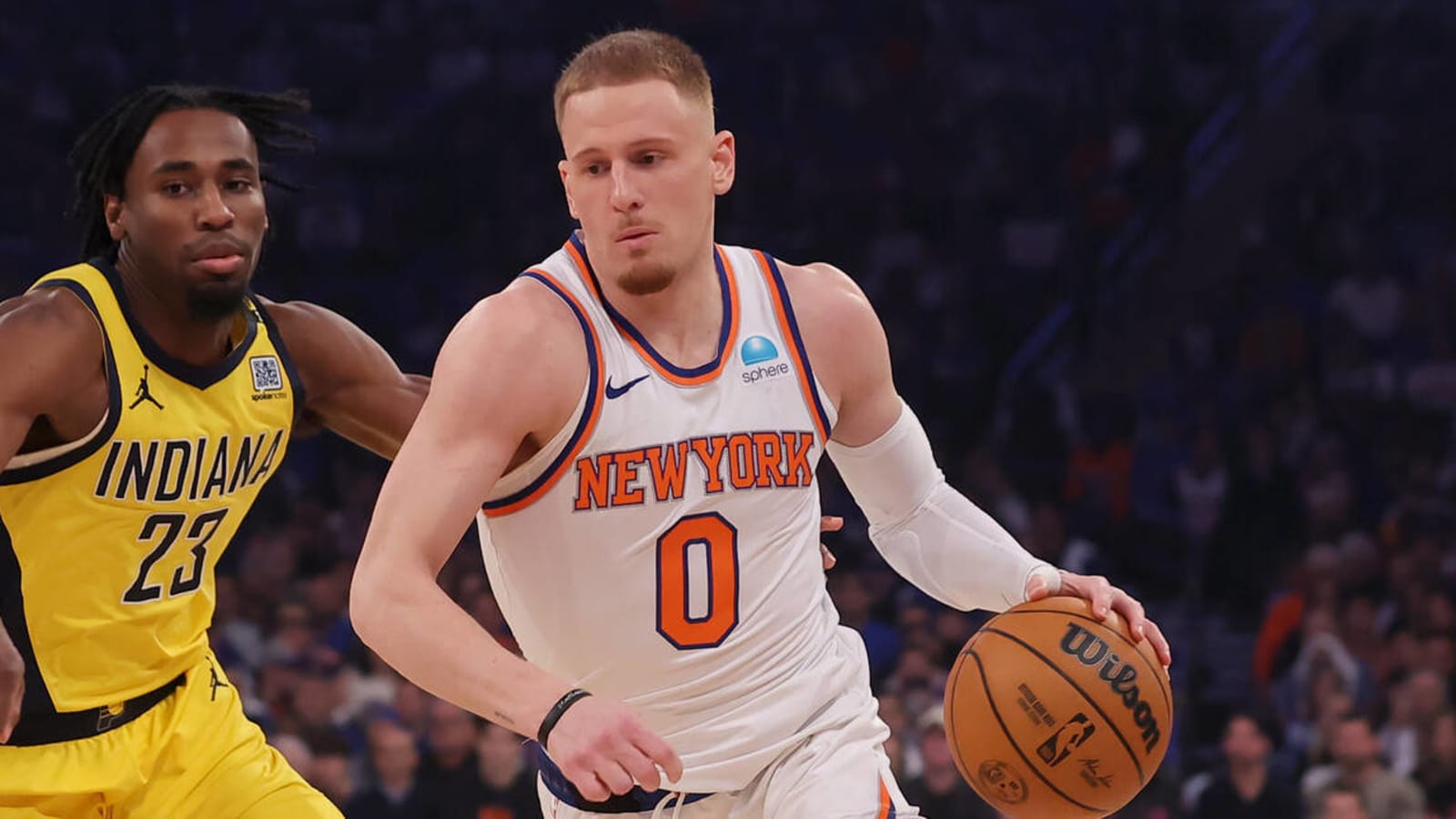 Watch: Donte DiVincenzo makes, absorbs big shot to win Game 1