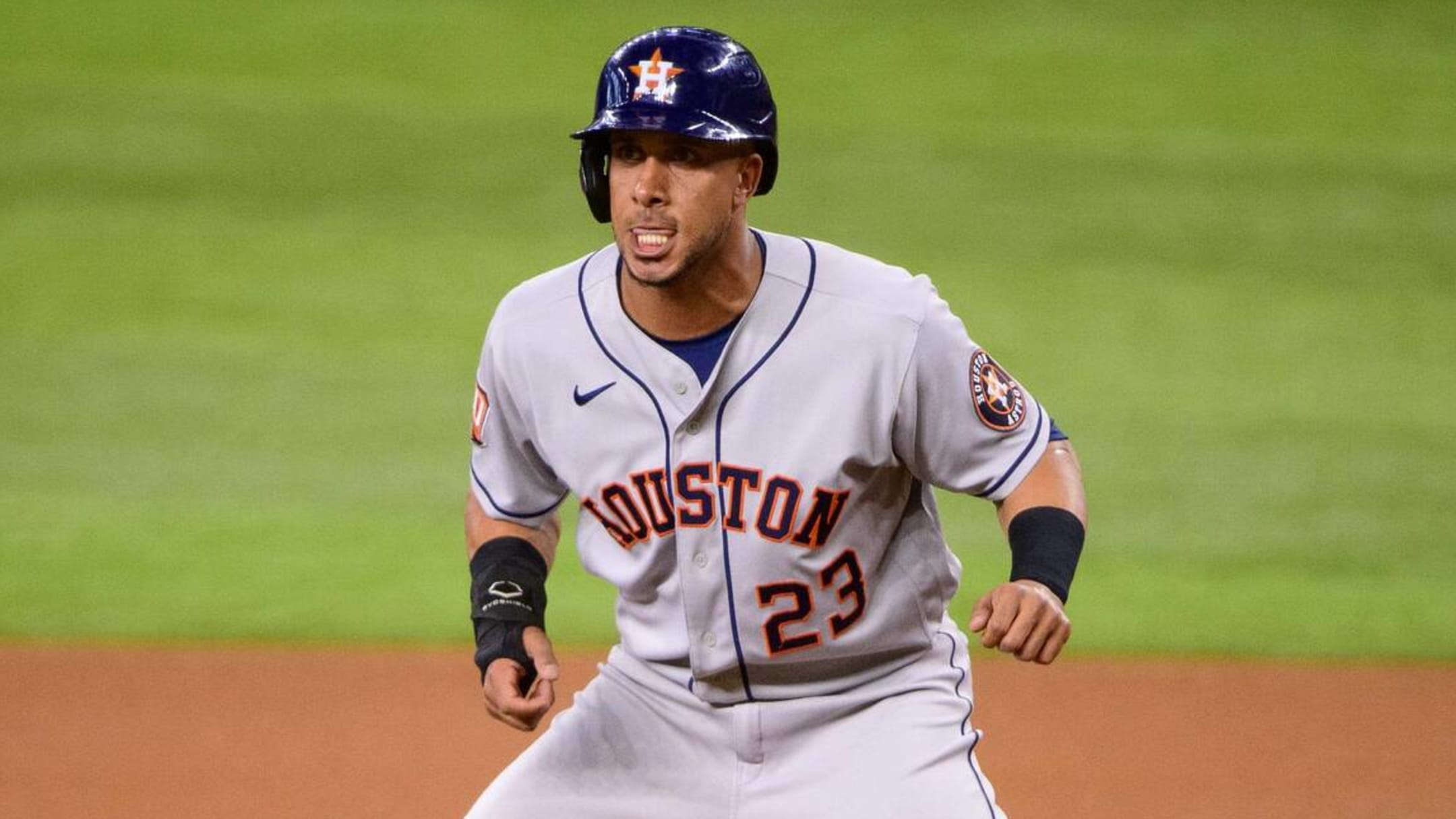 All-Stars left fielder Michael Brantley (23), starting pitcher