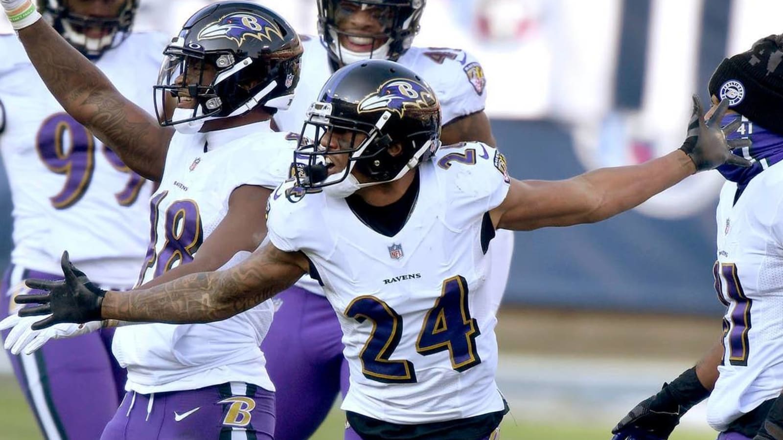 NFL fines Marcus Peters $15K for stomping on Titans logo
