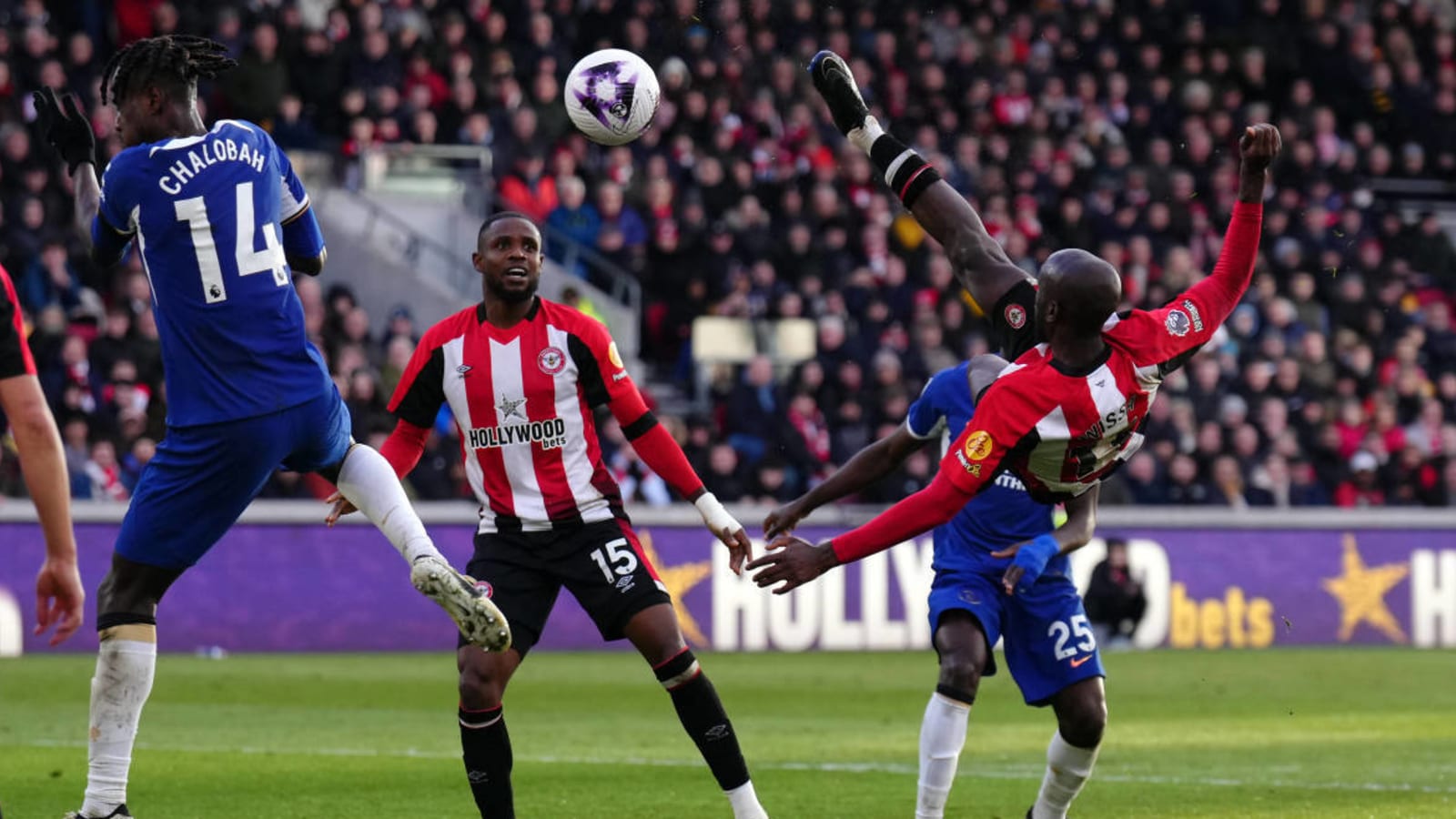 Yoane Wissa Scores With Stunning Bicycle Kick As Brentford and Chelsea Share Four Goals