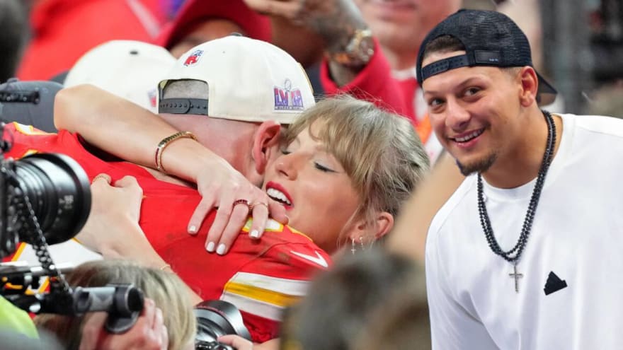 Chiefs QB Patrick Mahomes is taking credit for Travis Kelce and Taylor Swift&#39;s whirlwind romance