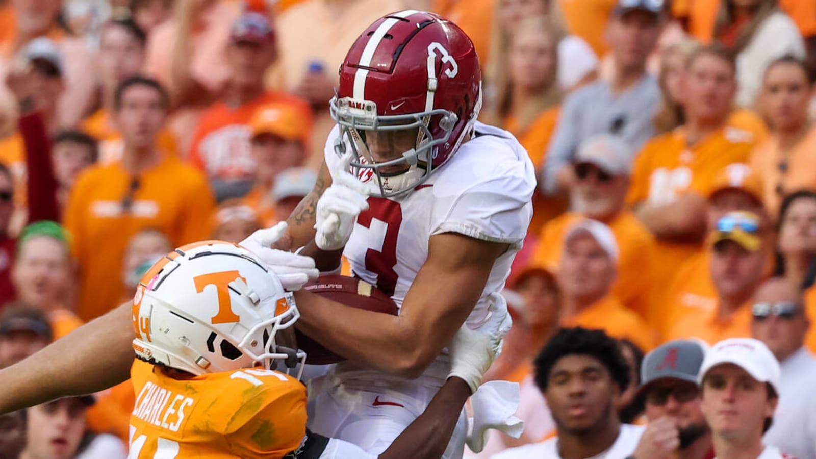 Video appears to show Alabama's Jermaine Burton striking fan