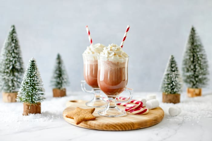 Spiked peppermint hot chocolate