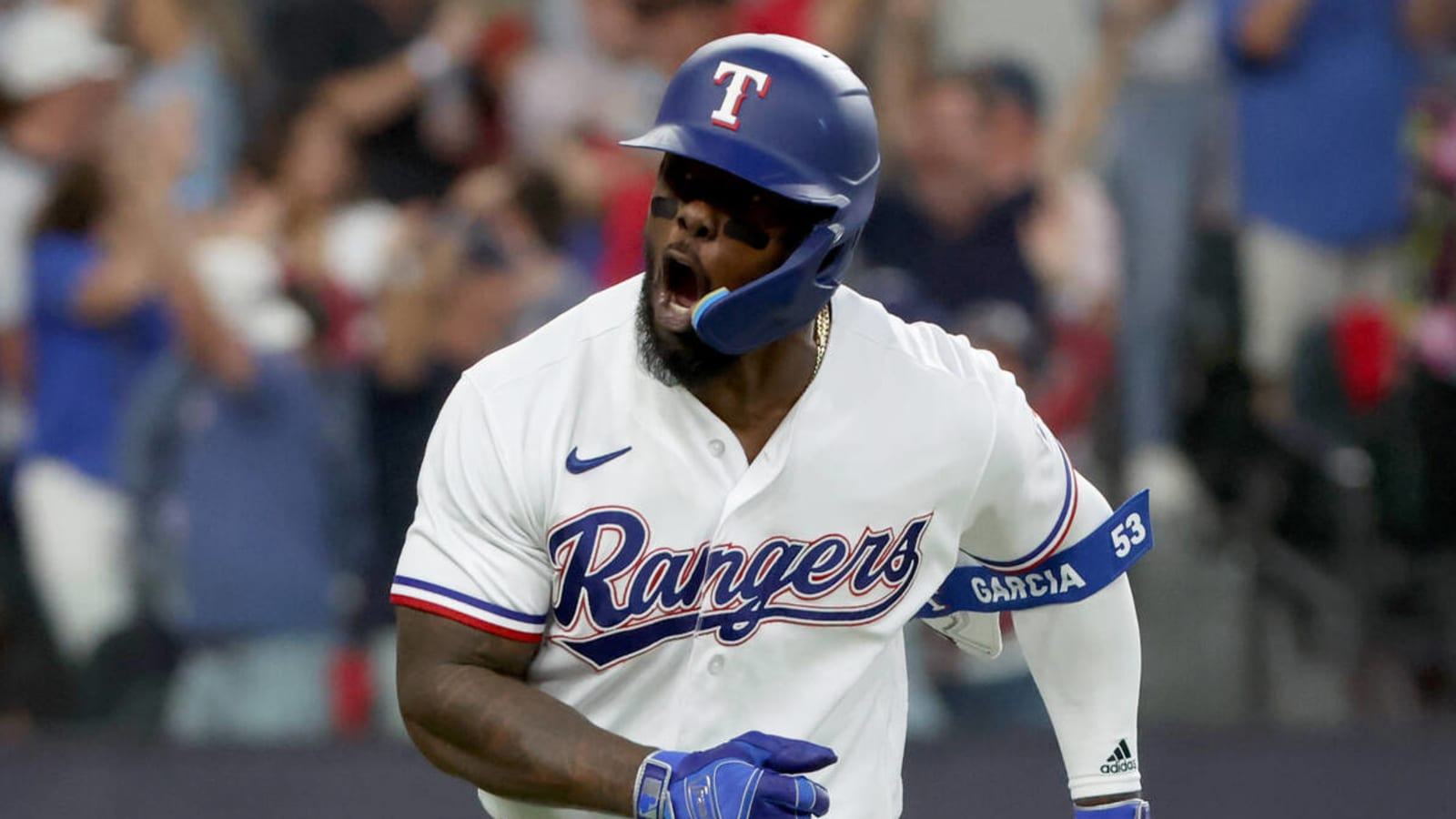 Watch: Rangers' Adolis Garcia does epic bat spike after huge go