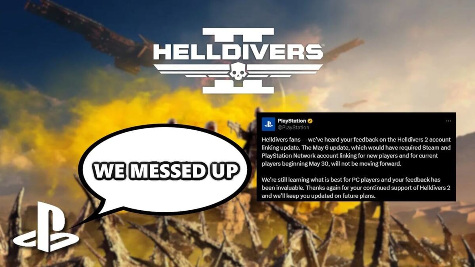 PlayStation Cancels Mandatory PSN Accounts In Helldivers 2