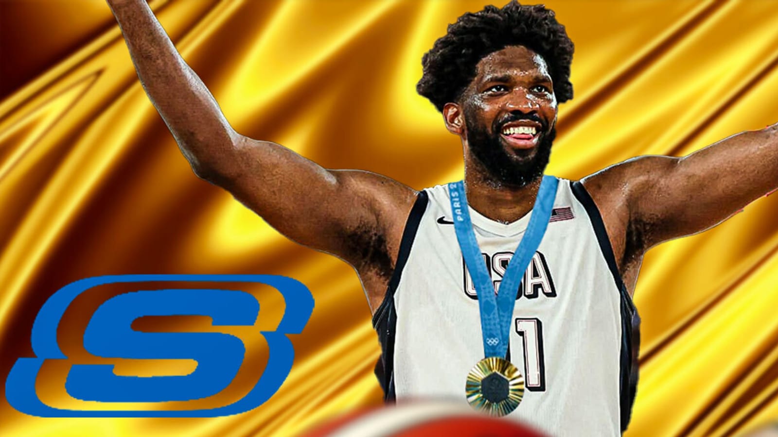 Joel Embiid receives Gold Medal sneakers from Skechers
