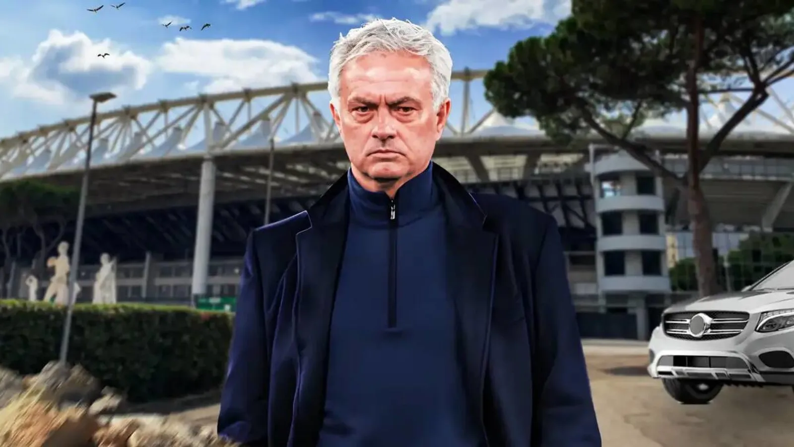 Jose Mourinho leaves the AS Roma training ground in tears